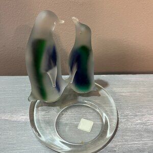 Partylite Penguin Candle Holder P7196 Frosted Glass Votive Tealight FREE SHIP!
